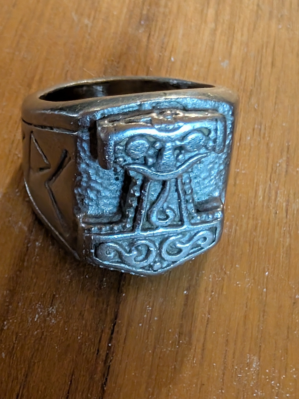 Stainless Steel Mjolnir Signet Ring Heavy 8.5